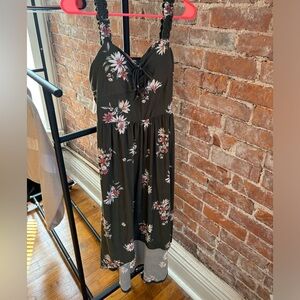 Floral Maxi Dress High Low Tank Top Dress with Padded Cups and Elastic Back L